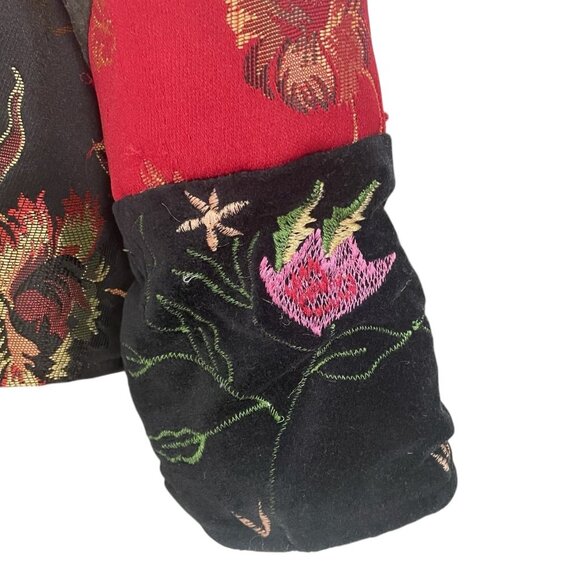 Parsley & Sage Patchwork Embroidered Jacket S Velvet Floral Artisan Boho Chic - Picture 7 of 12